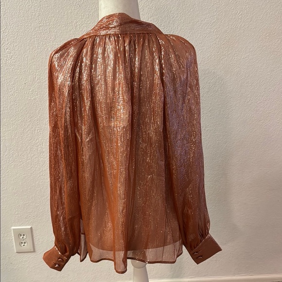 NWT Sezane Elegant Copper Sheer Blouse - Picture 3 of 4